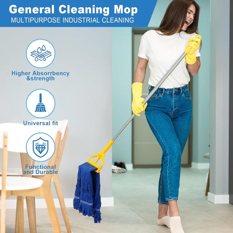 CARPOLY 3 Pack 3 Pack Heavy Mop Replace Head，Commerical Replacement Mop Heads Suitable for Heavy Commercial Industrial Residential Areas -Blue Cotton Looped Replace Mop Head (Deep Blue) - Image 3
